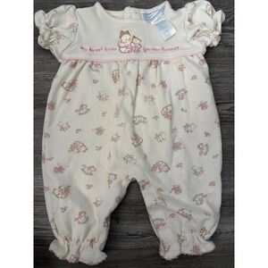 BabyGrand Baby Girls Cream Garden Friends Romper 0/3M Snaps